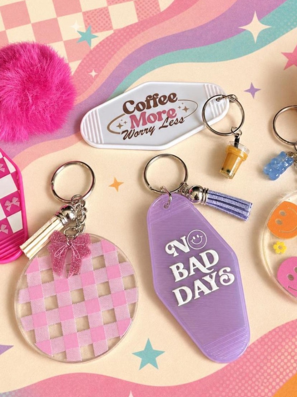 Motel/Acrylic Keychain 5 Piece Bundle Lot